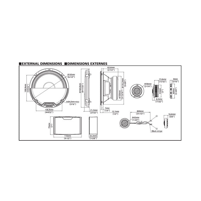 Alpine R2-S652 16.5CM PRO 2-vägs komponentsystem med högtalare