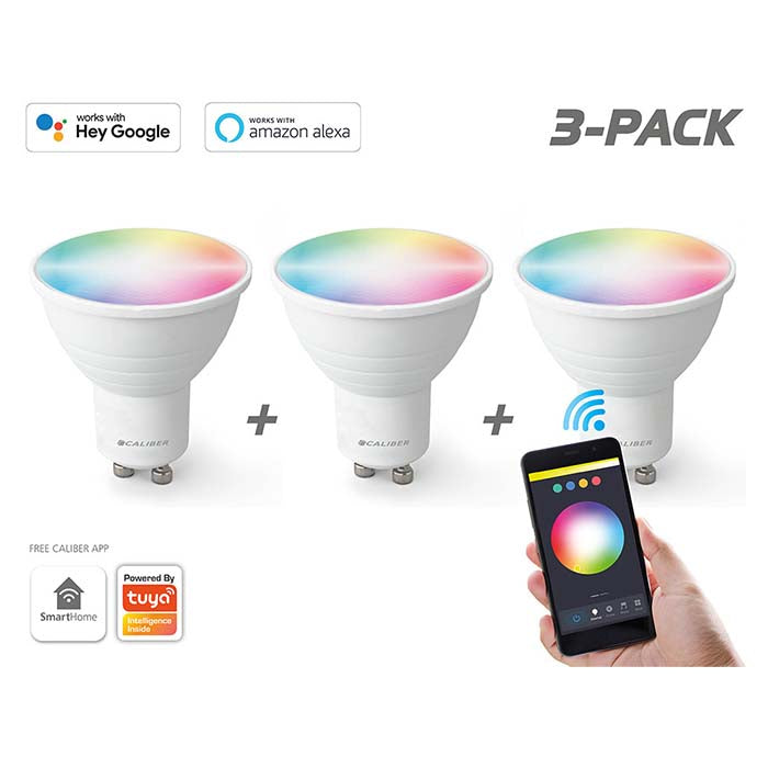 Caliber GU10 Smart Home 3 pack LED-lampor vit/multi