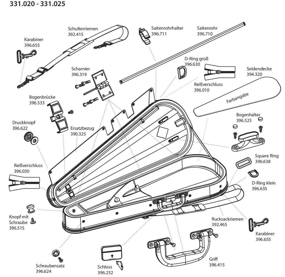GEWA ryggsäcksmontering formgjutet violin/viola-fodral - 2 ryggsäcksremmar