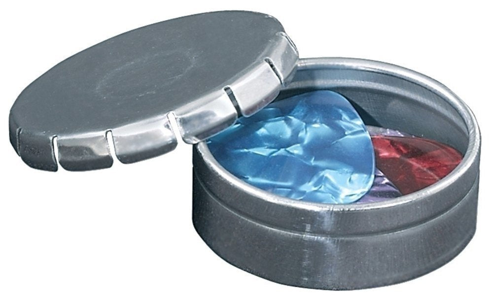 Fire & Stone plektrumask i metall, rund, med 10 plektrum