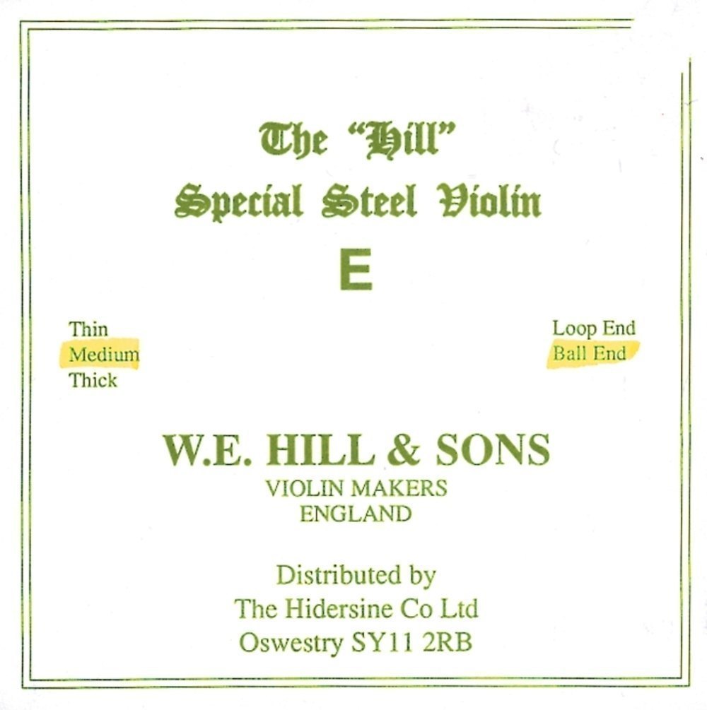 Hill E-sträng till fioler, Gold, kula, tunn