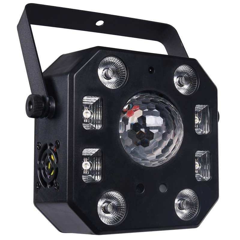 LIGHT4ME TURBO FLOWER diskoeffekt LED PAR UV-kugle laserstrobe