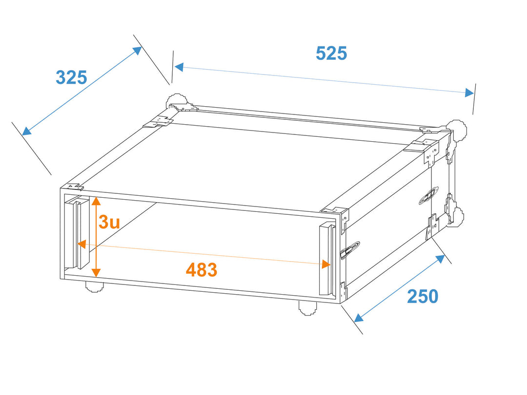ROADINGER Effect Rack CO DD, 3U, 24cm djup, svart