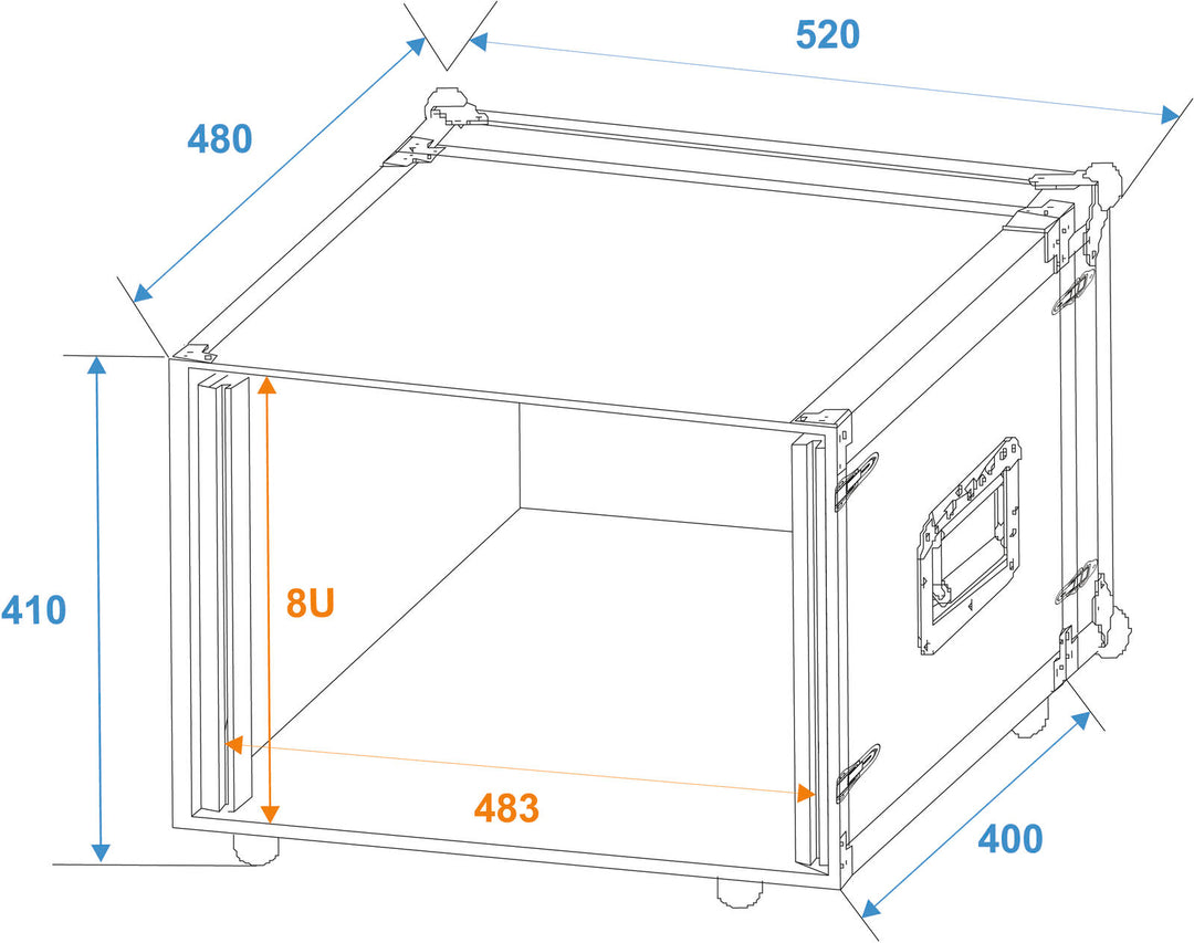 ROADINGER Effect Rack CO DD, 8U, 38cm deep, svart