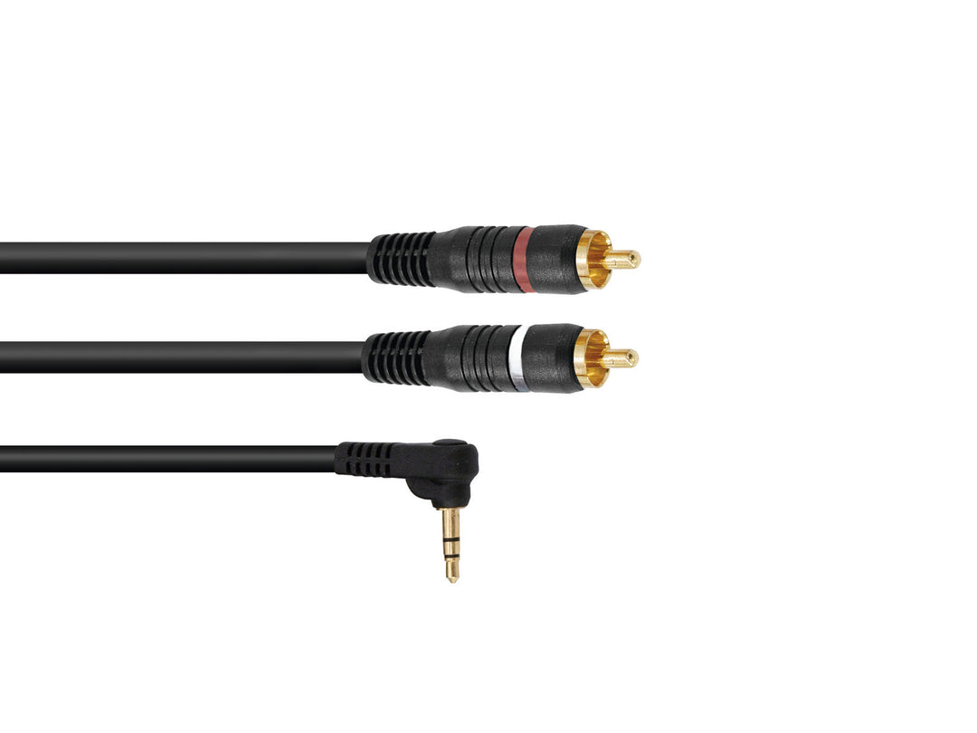 OMNITRONIC adapterkabel 3.5 Jack 90°/2xRCA 1,5 m bk