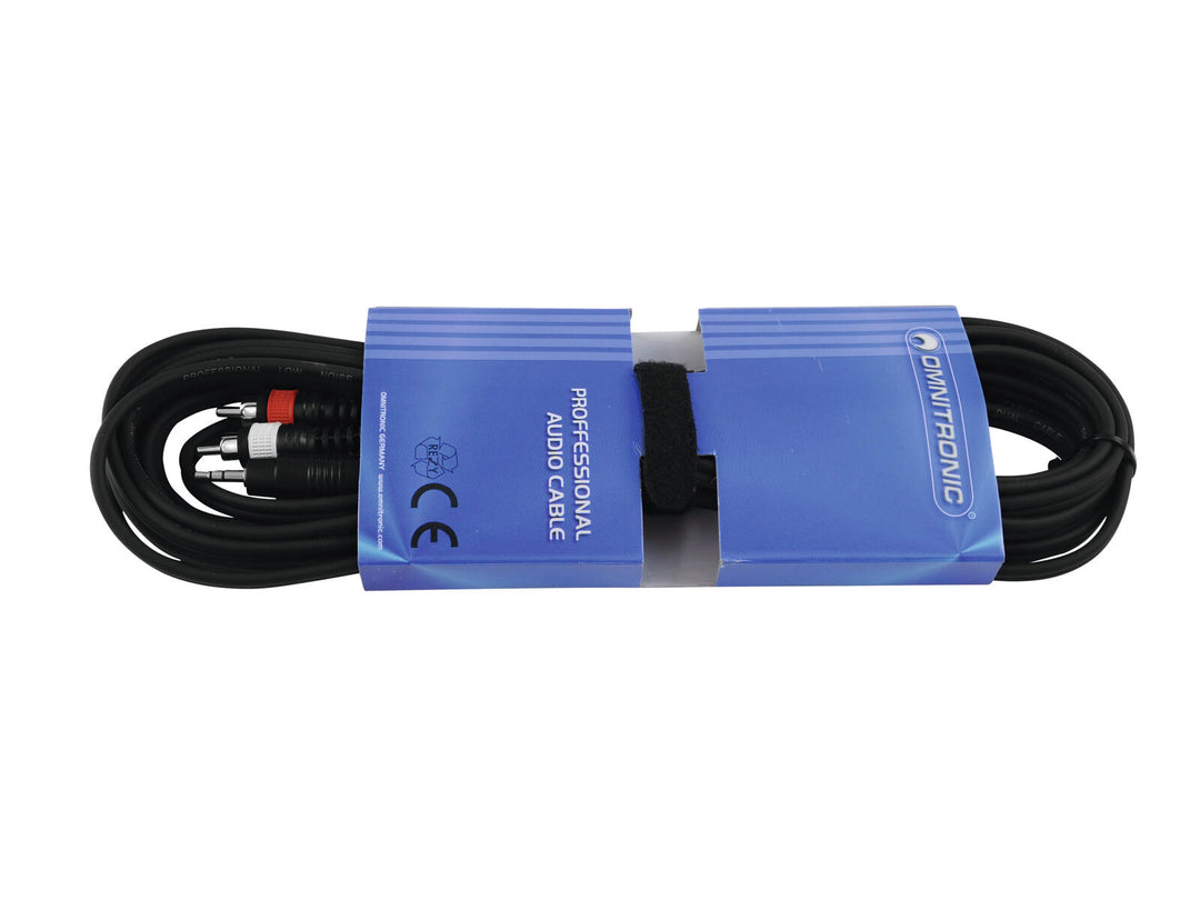 OMNITRONIC Adapterkabel 3.5 Jack/2xRCA 6 m svart