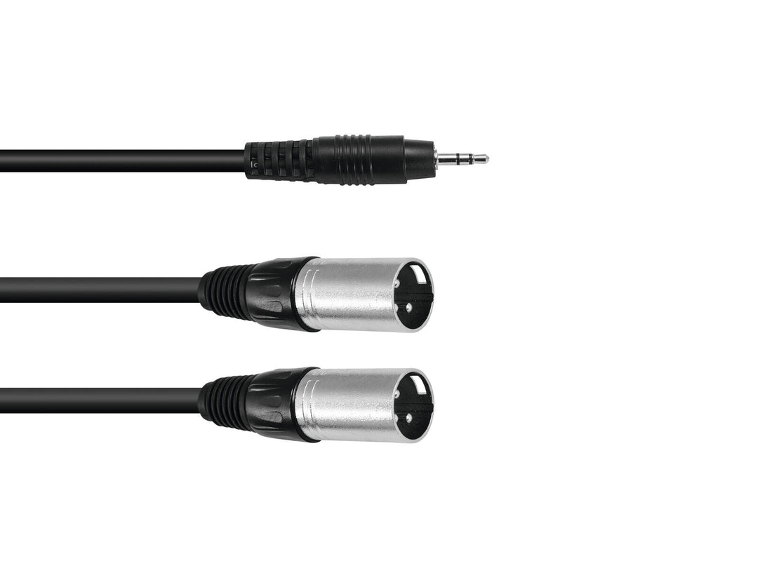 OMNITRONIC Adapterkabel 3.5 Jack/2xXLR(M) 1.5m bk