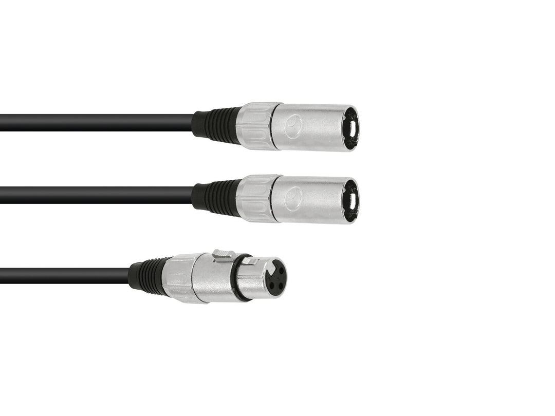 OMNITRONIC Adapterkabel XLR(F)/2xXLR(M) 1m bk