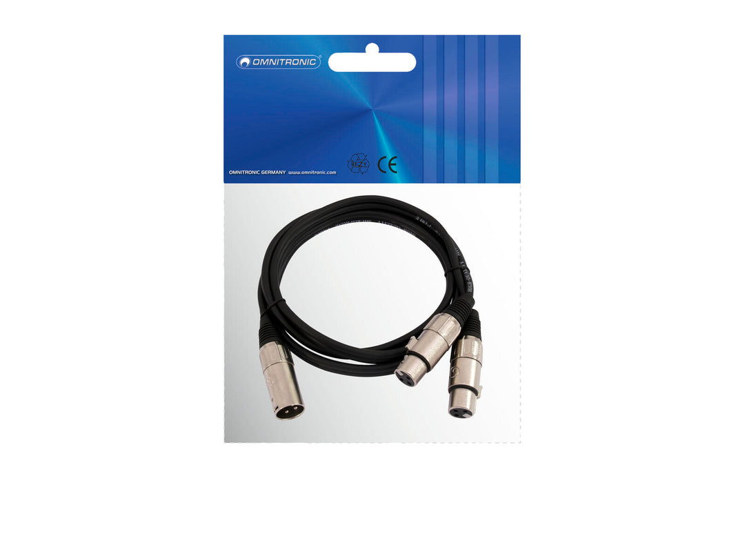 OMNITRONIC adapterkabel XLR(M)/2xXLR(F) 0.5 m bk