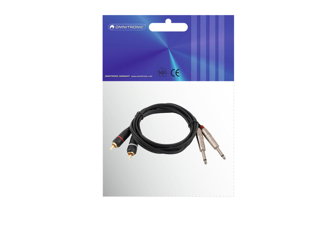 OMNITRONIC adapterkabel 2xJack/2xRCA 1 m bk