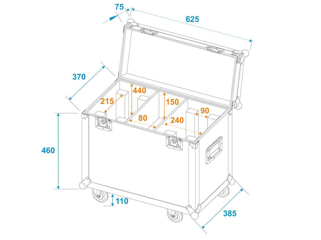 ROADINGER flightcase för 2x TMH-X12 med hjul