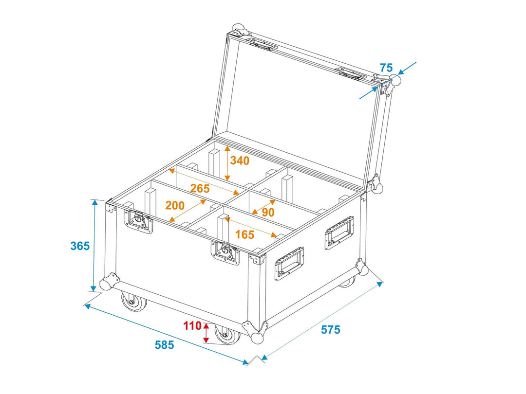 ROADINGER flightcase 4x TMH-S90/H90/B90