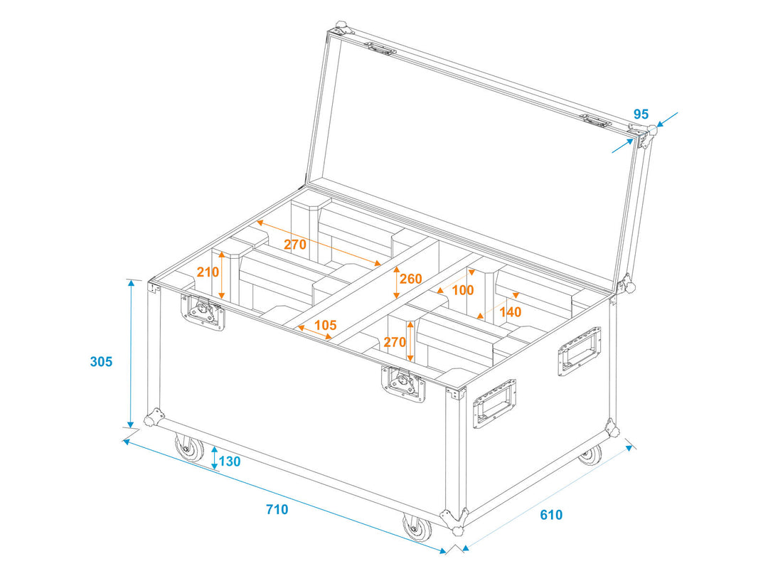 ROADINGER Flightcase för 4x LED TMH-X1 Moving Head Beam med hjul