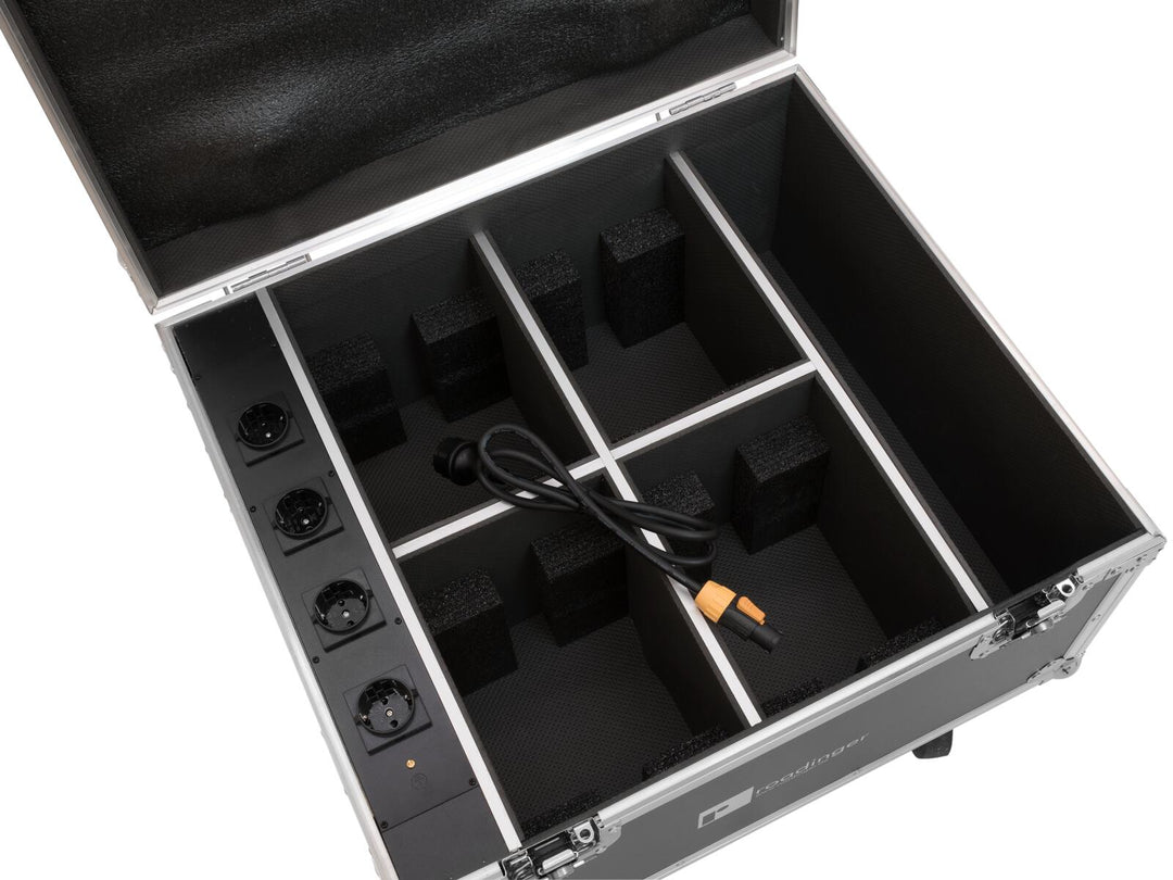 ROADINGER Flightcase 4x AKKU IP PAR 7 QCL WDMX med laddningsfunktion