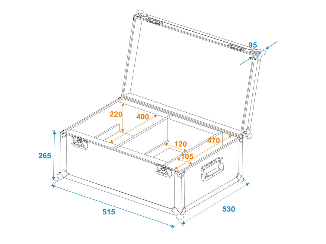 ROADINGER flightcase för 2x LED CLS-18 QCL RGB/WW