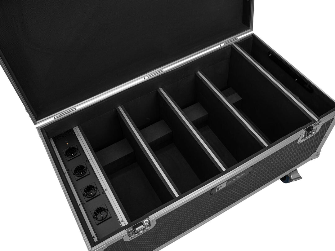 ROADINGER Flightcase 4x AKKU Multiflood IP 8x10W RGBW Wash CRMX med laddningsfunktion