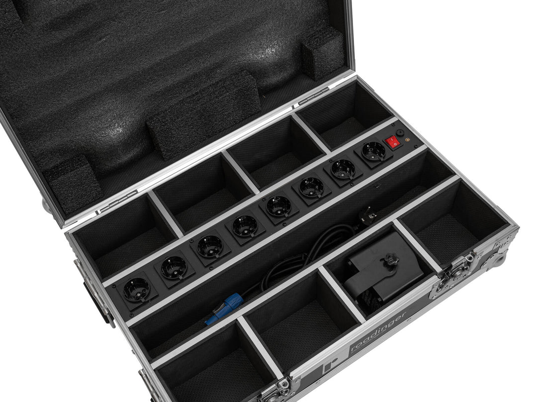 ROADINGER Flightcase 8x AKKU Mini IP UP-4 QCL Spot MK2 med laddningsfunktion