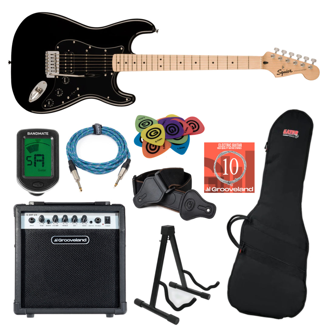 Fender Squier Sonic Stratocaster HSS startpaket (Svart)
