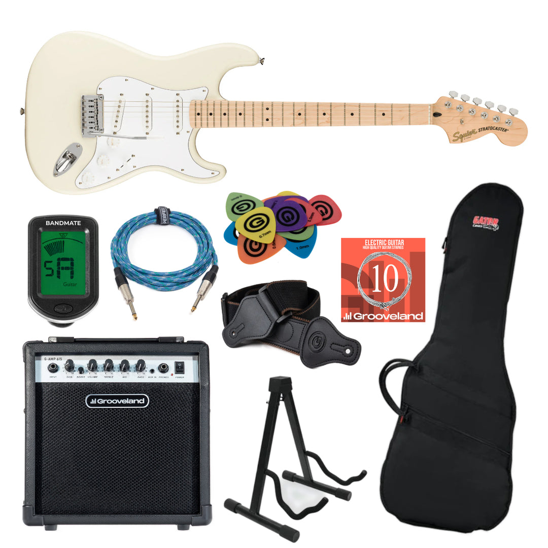 Fender Squier Affinity Stratocaster elgitarr startpaket (Olympic White)