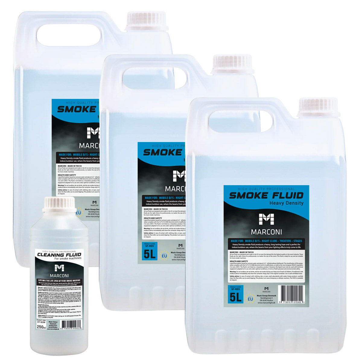 3 x 5L rökvätska (Heavy Density) + 250ml Rengöringsvätska