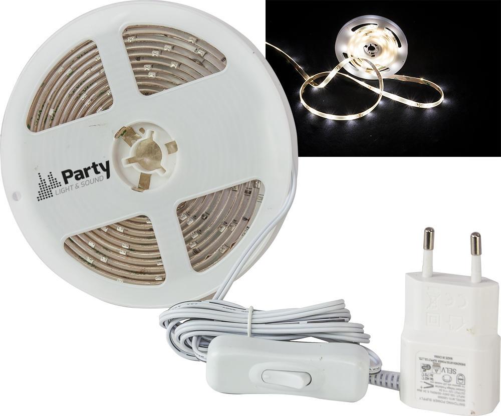 Party Light & Sound LED Strip (vit, 3m)