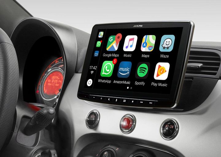 Apple Carplay , Android Auto i Fiat 500 Beige Interiör (2007-2015)