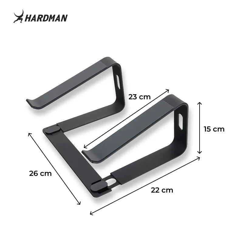 Hardman LSR2 – Hopfällbart laptopstativ i aluminium, svart