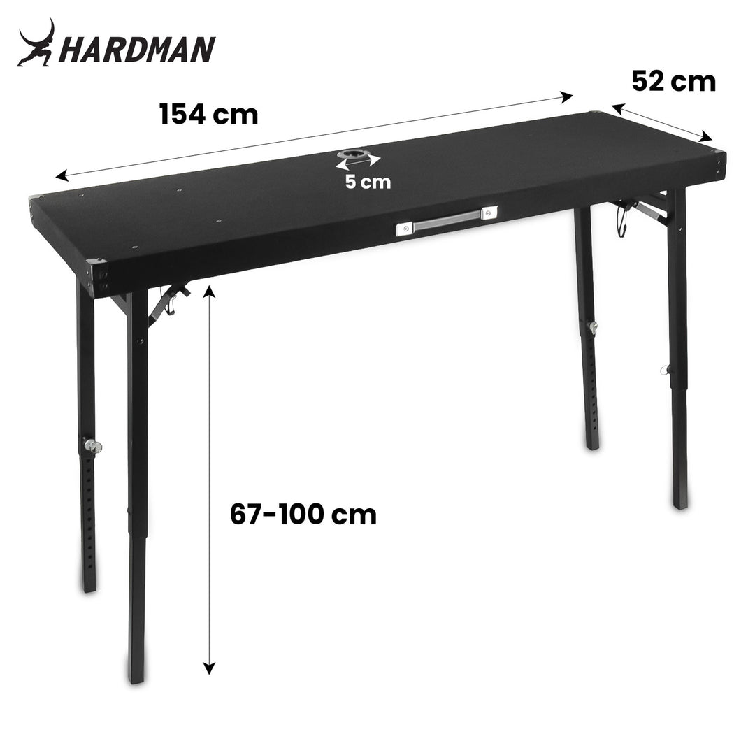 Hardman DTS1 hopfällbart DJ-bord, 154 x 52 cm, med väska