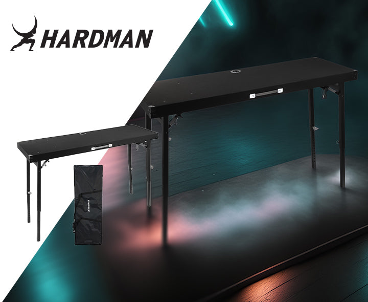 Hardman DTS1 hopfällbart DJ-bord, 154 x 52 cm, med väska