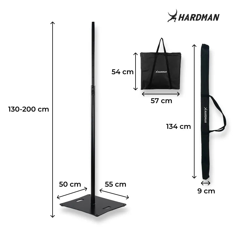 Hardman HLK980-PRO pelarstativ med tung stålbas, 1,3 till 2 m