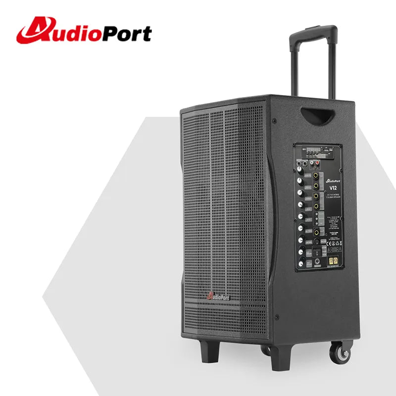 Audioport V12 transportabel aktiv högtalare 350 W med 2 mikrofoner