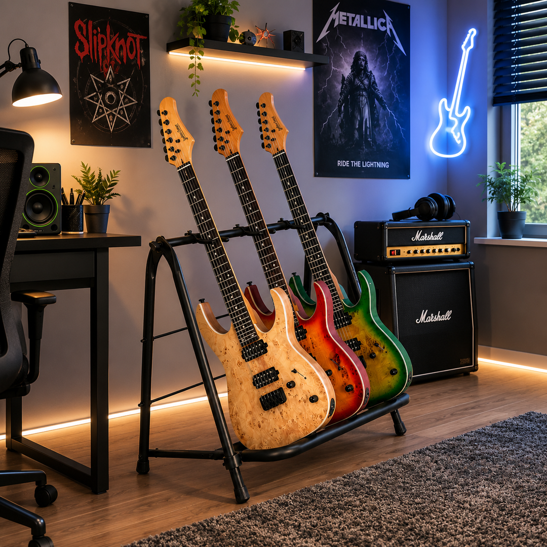 Hardman gitarrstativ för 3 gitarrer, hopfällbart