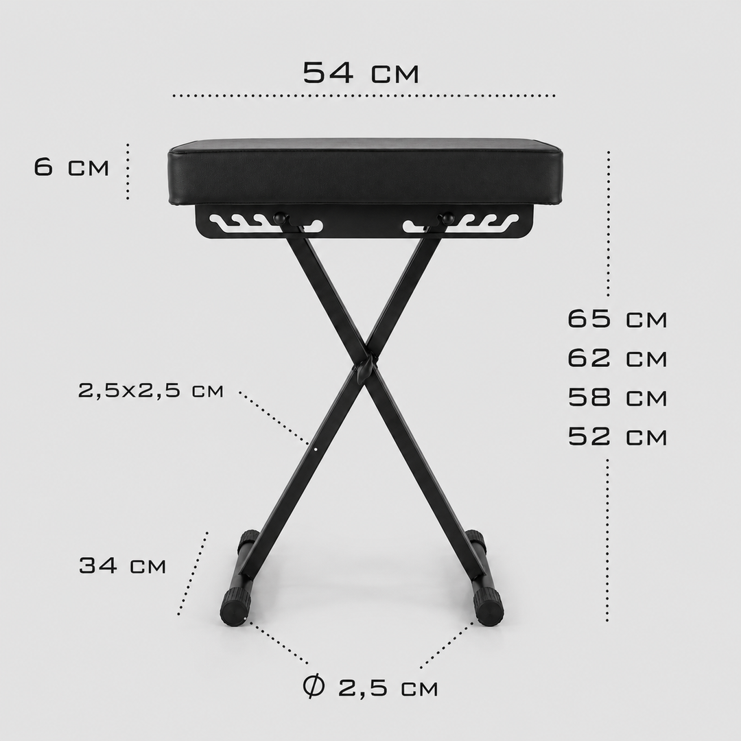 Hardman SB006 hopfällbar pianopall, svart, upp till 150 kg