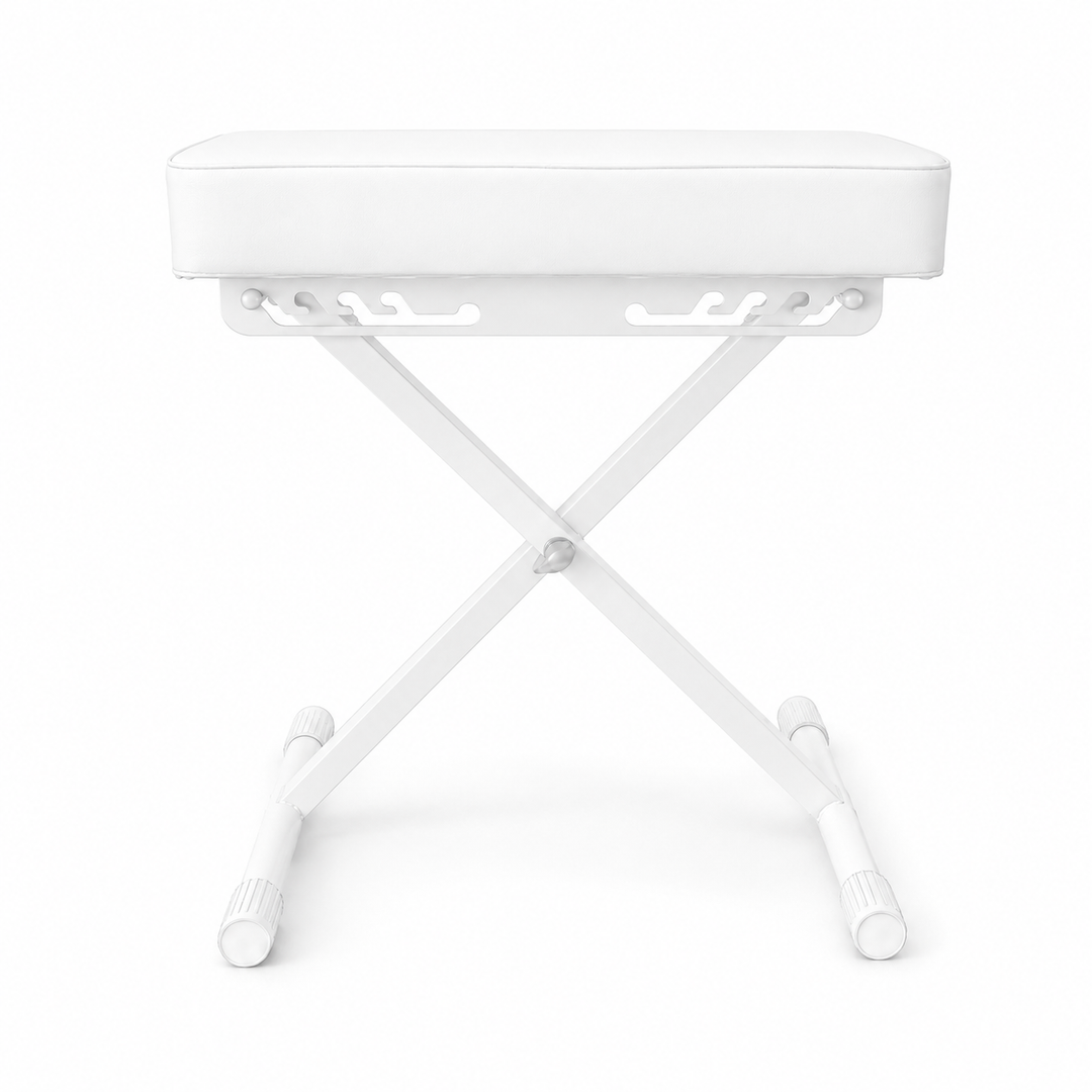 Hardman SB006 hopfällbar pianopall, vit, justerbar från 45 till 63 cm