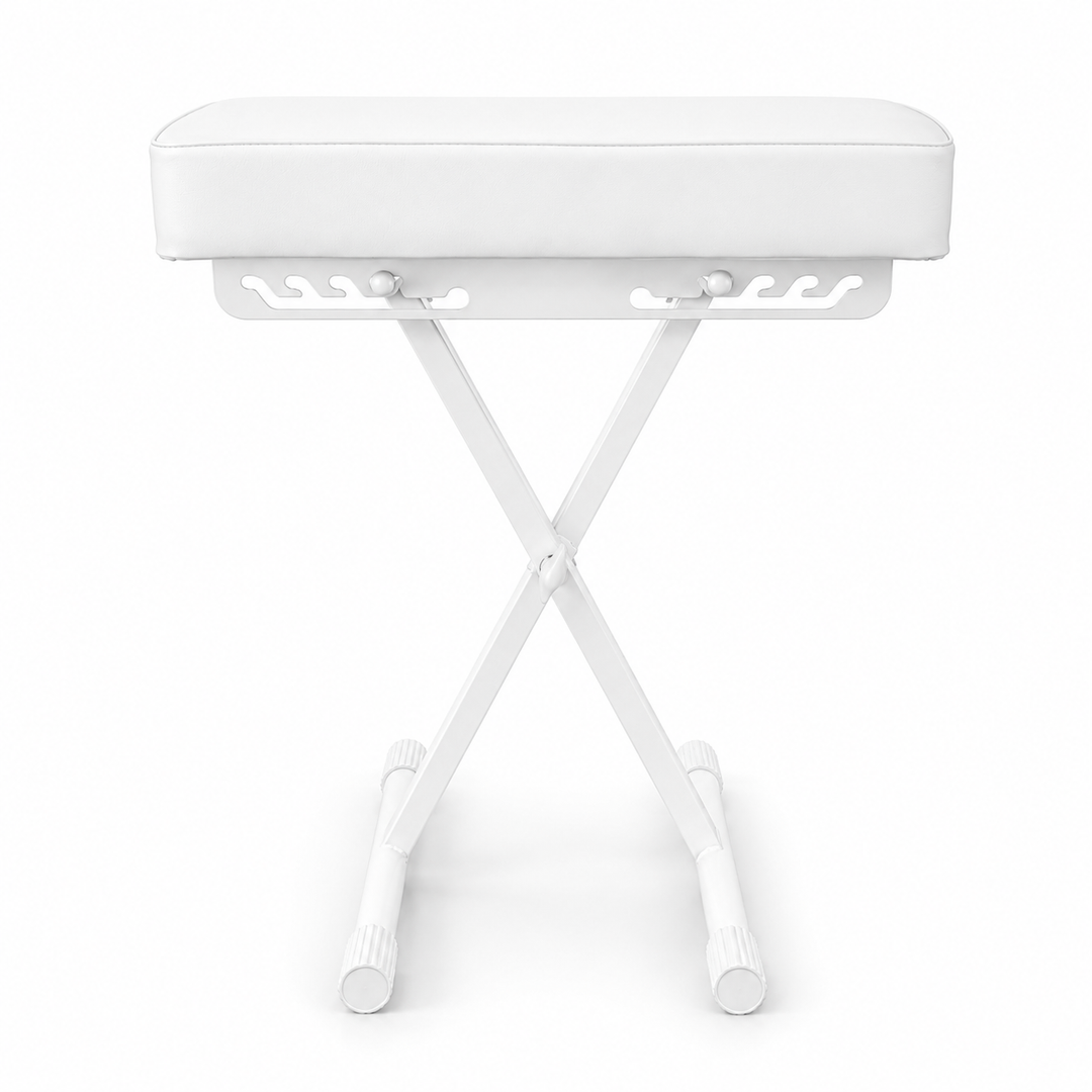 Hardman SB006 hopfällbar pianopall, vit, justerbar från 45 till 63 cm