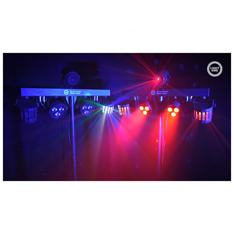 LIGHT4ME T-BAR LED PAR DERBY LASER diskoteklys multieffektsæt