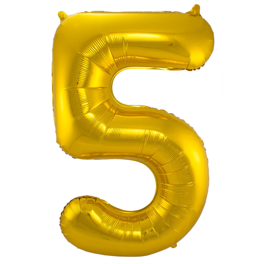 5-formad nummerfolieballong (guld, 86 cm)