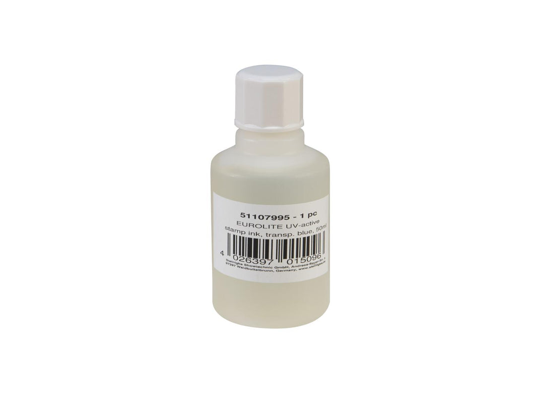 EUROLITE UV-aktiv stämpelfärg, transparent blå, 50ml