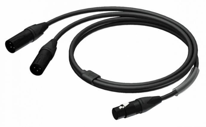 PROCAB Y-delad kabel XLR FEMALE 2x XLR HAN (1,5m)