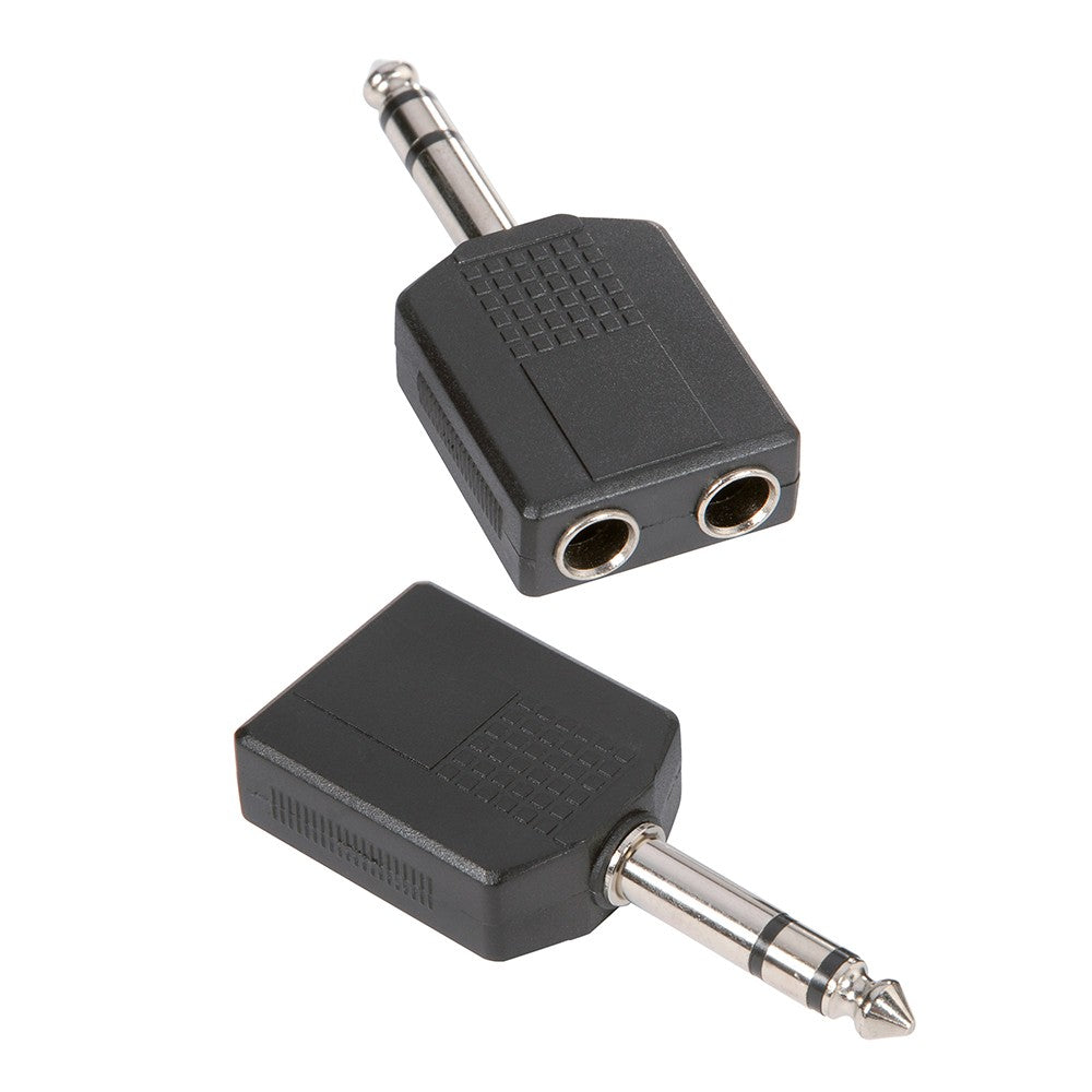 Adapter ljudkontakt 2 x 6,3 mm stereojack hona till 6,3 mm stereo