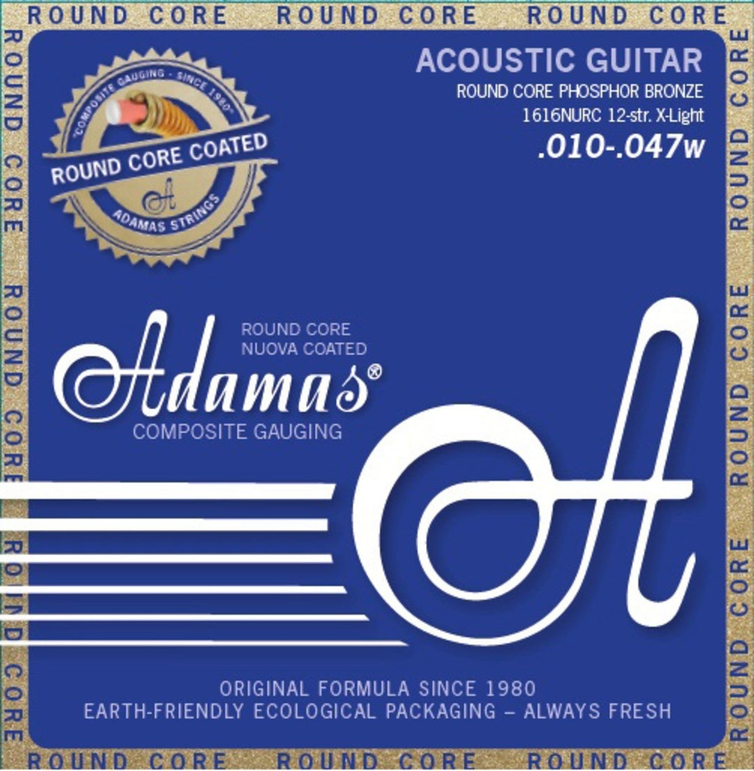 Adamas-strängar för akustiska Gitarrer Nuova Phosphor Bronze coated round core - 12-str. Lätt .010-.047 (1616NURC)
