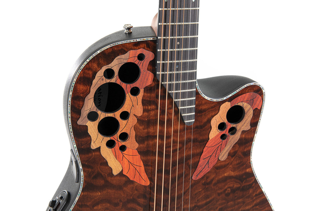 Ovation elakustisk Gitarrer Celebrity Elite Plus Mid Cutaway - Mörkt tigeröga (CE44P-TGE-G)