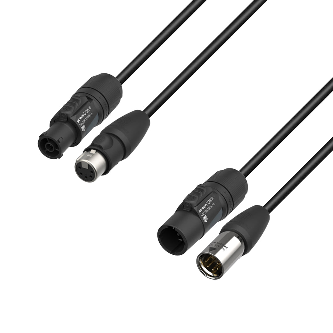 Adam Hall Cables 5 STAR H TCON 5D 1000 IP65 - hybridkabel | Ström & DMX | Neutrik® XLR 5-polig IP65 x TRUE1® | 10 m