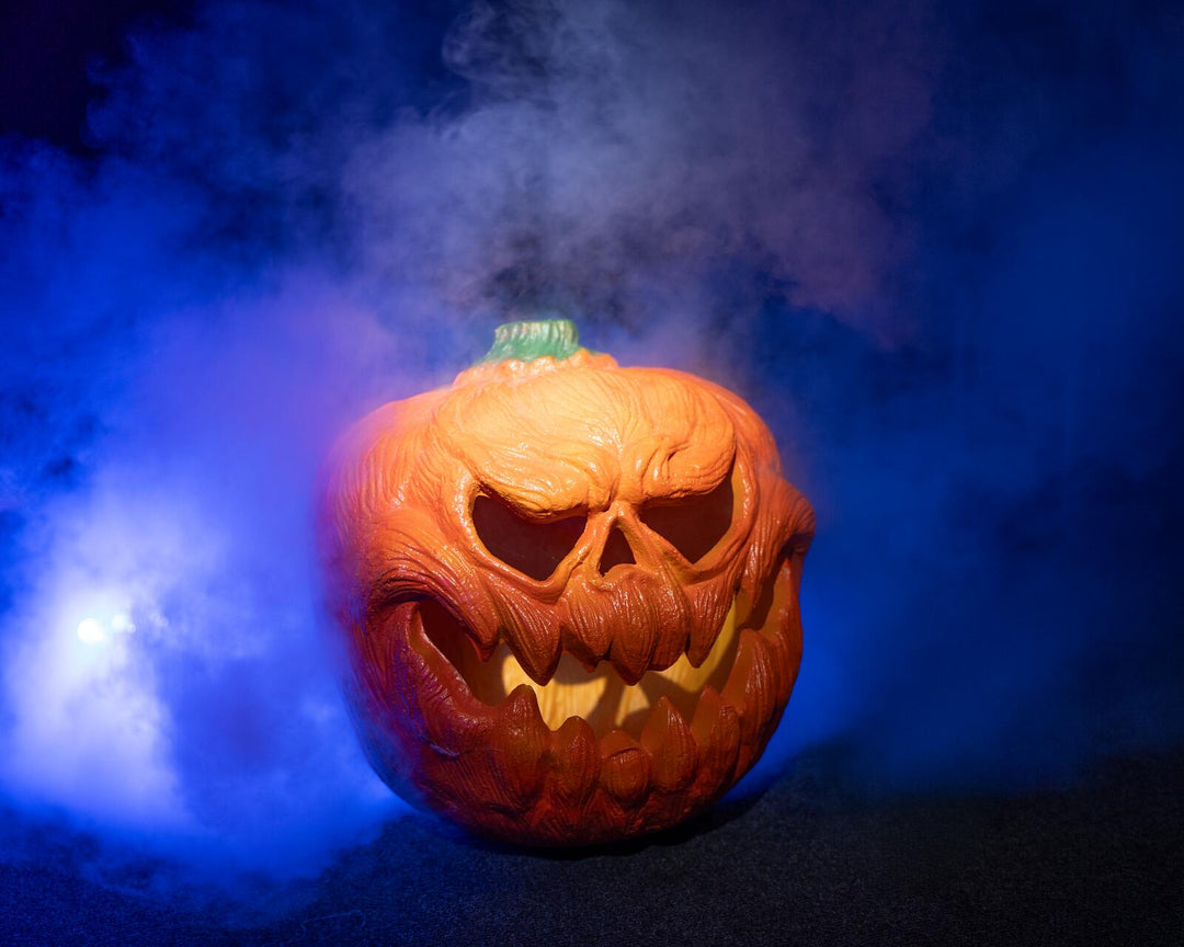 Halloween-græskar med lys, orange, 18 cm