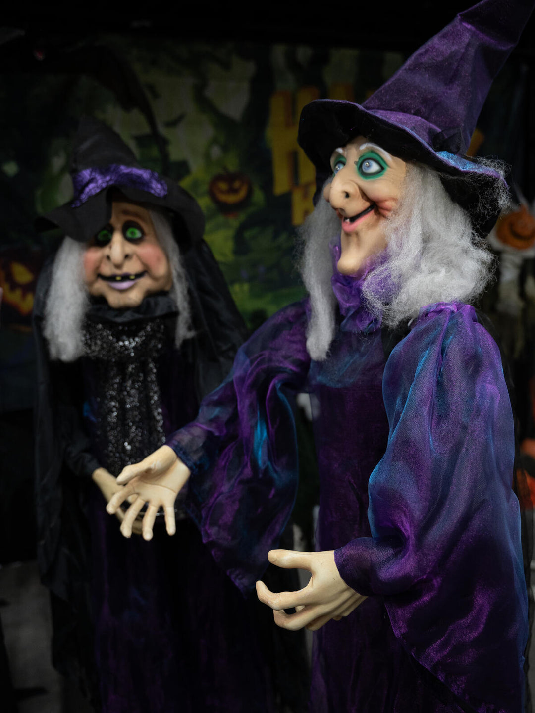 Halloween-figur heks, animeret, 175 cm