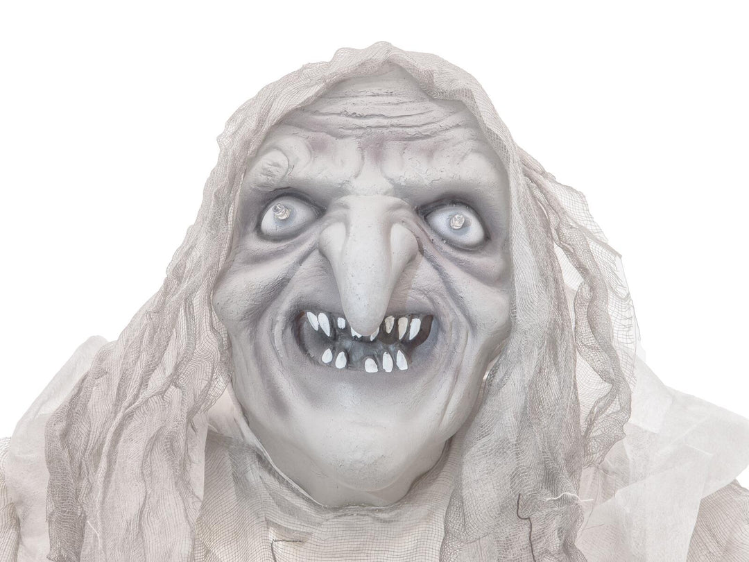 Halloween-häxa, vit, animerad, 170 cm
