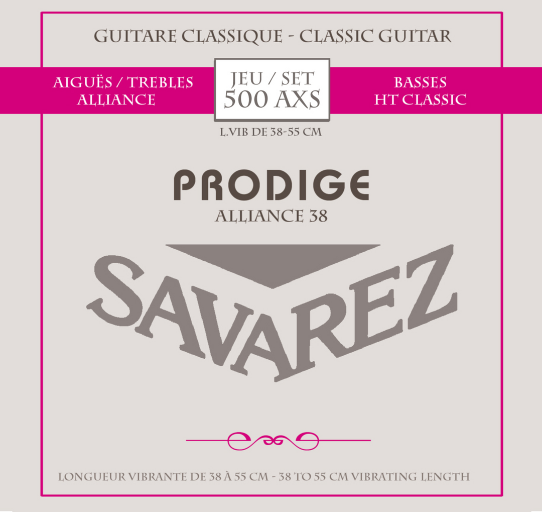 Savarez strängar för klassisk gitarr Prodige 38 barngitarr - 1/8-1/2 Carbon (500 AXS)