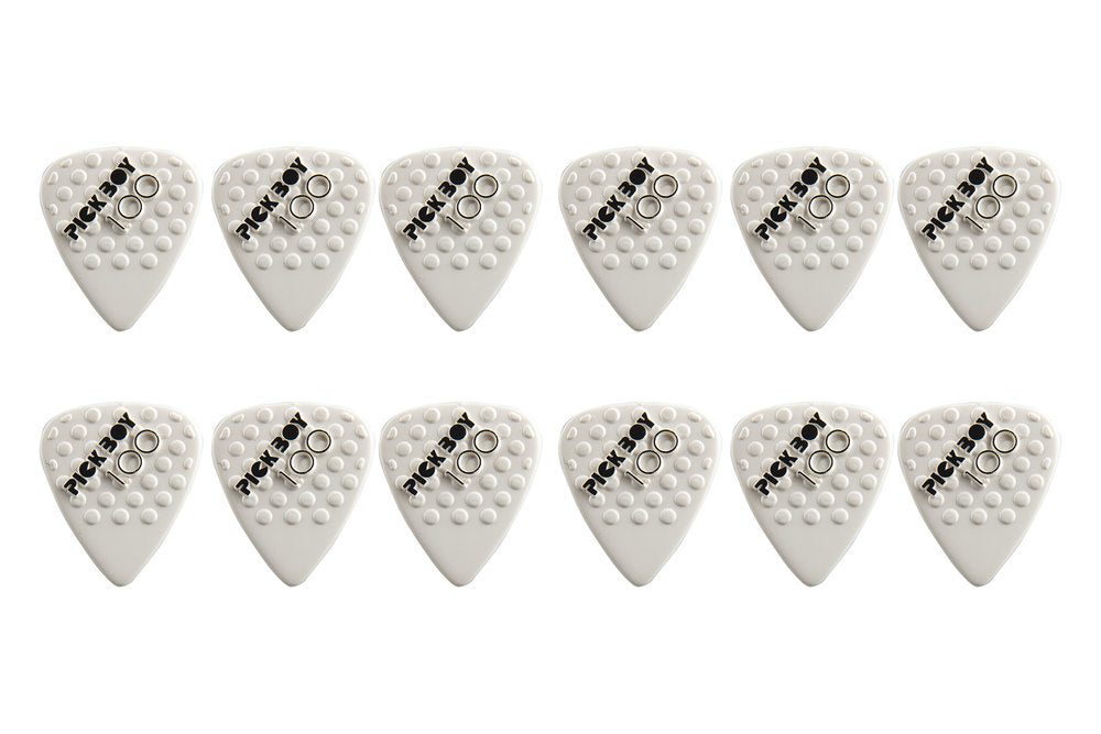 Pick Boy Ceramic Power plektrum 1,00 mm, vita med knoppar, 12 st.