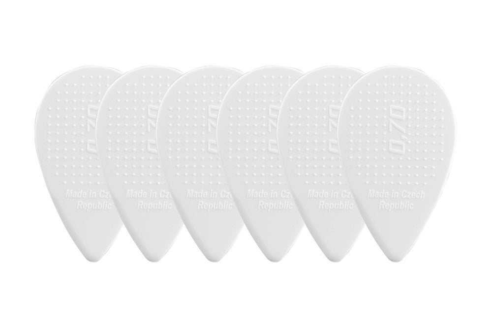 D-Grip Janicek Balkan-plektrum, 0,70 mm, vita, 6 st.