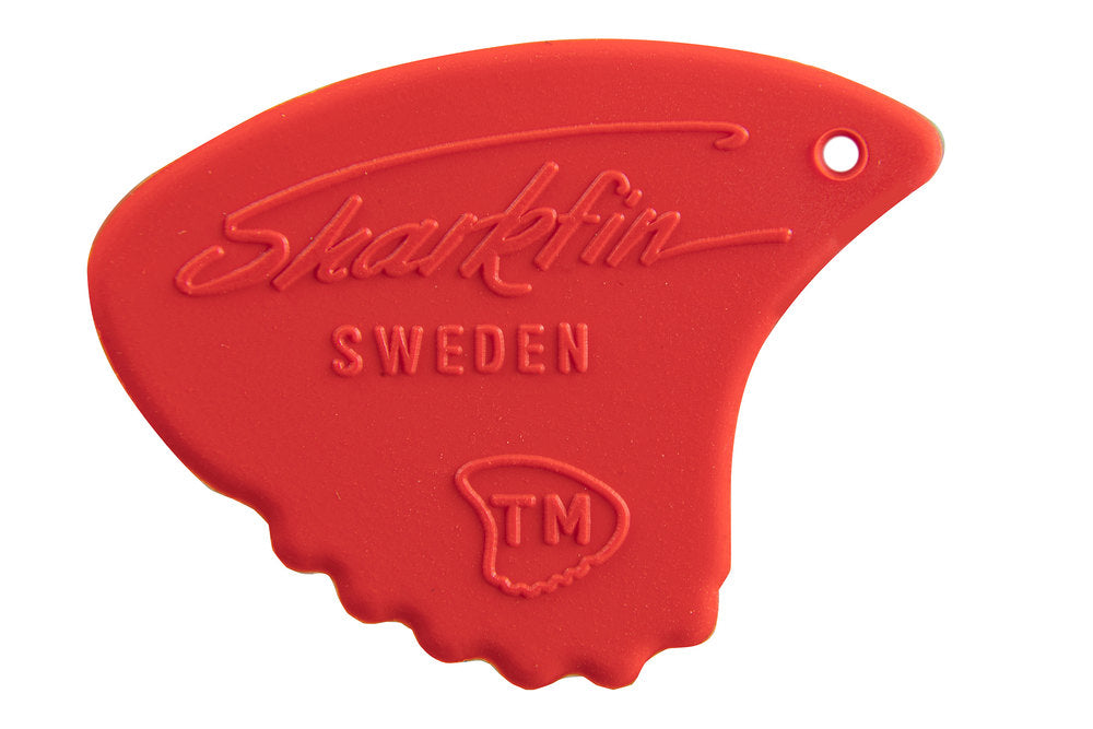 Shark Fin Relief plektrum, 0,55 mm mjukt, rött, 12 st.